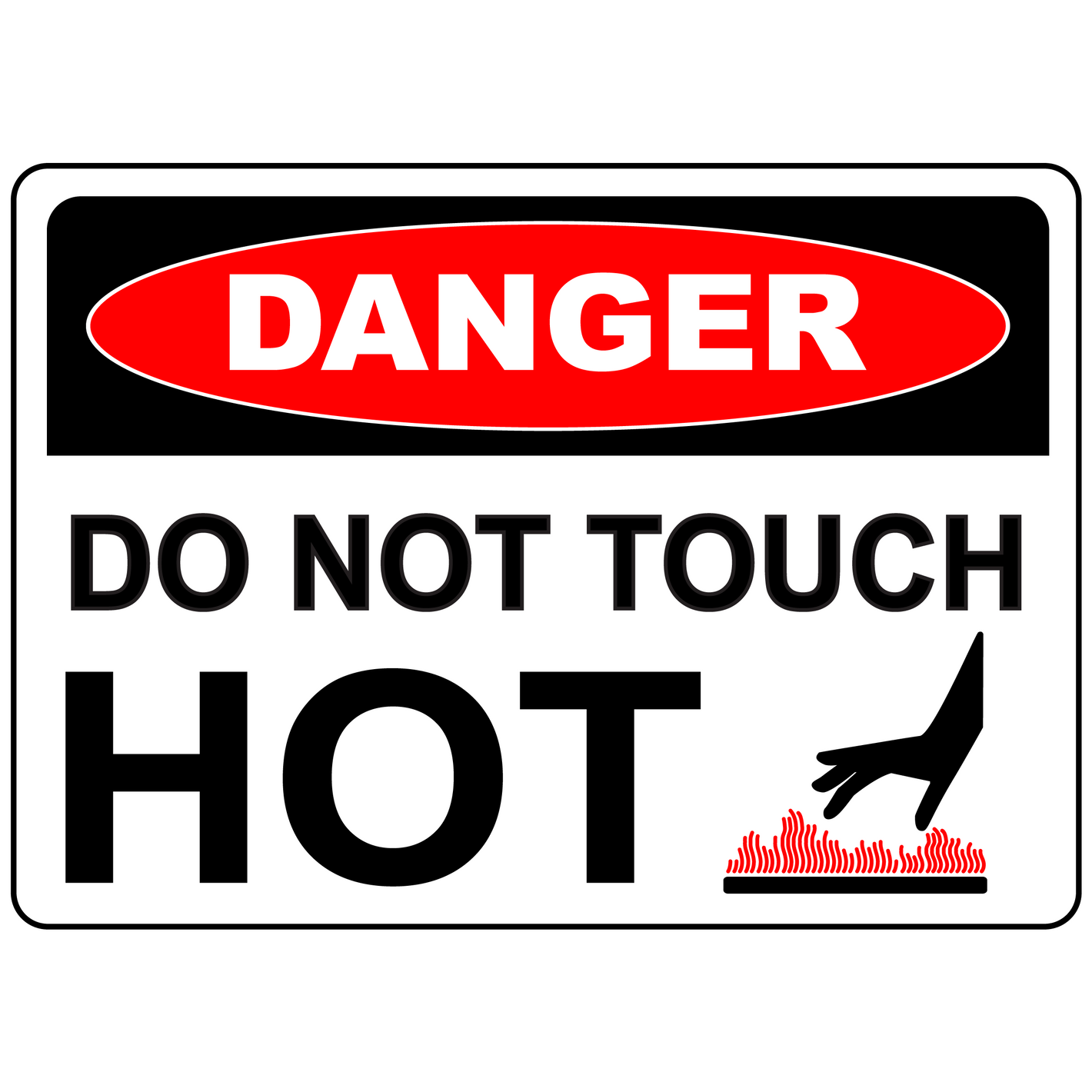 Danger do not touch hot surface safety sign