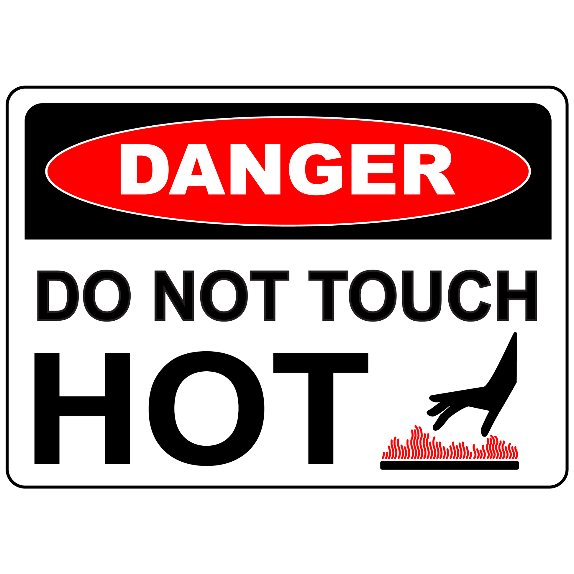 Danger do not touch hot surface safety sign
