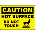 Caution hot surface do not touch machine safety sign