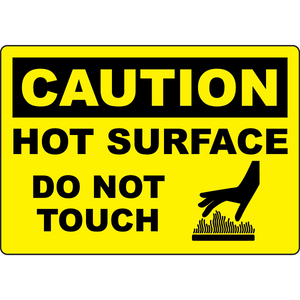 Caution hot surface do not touch machine safety sign