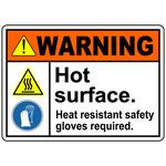 Warning hot surface heat-resistant glove required safety sign