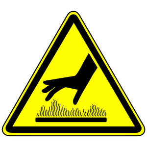 Hot surface warning polyester safety label for equipment