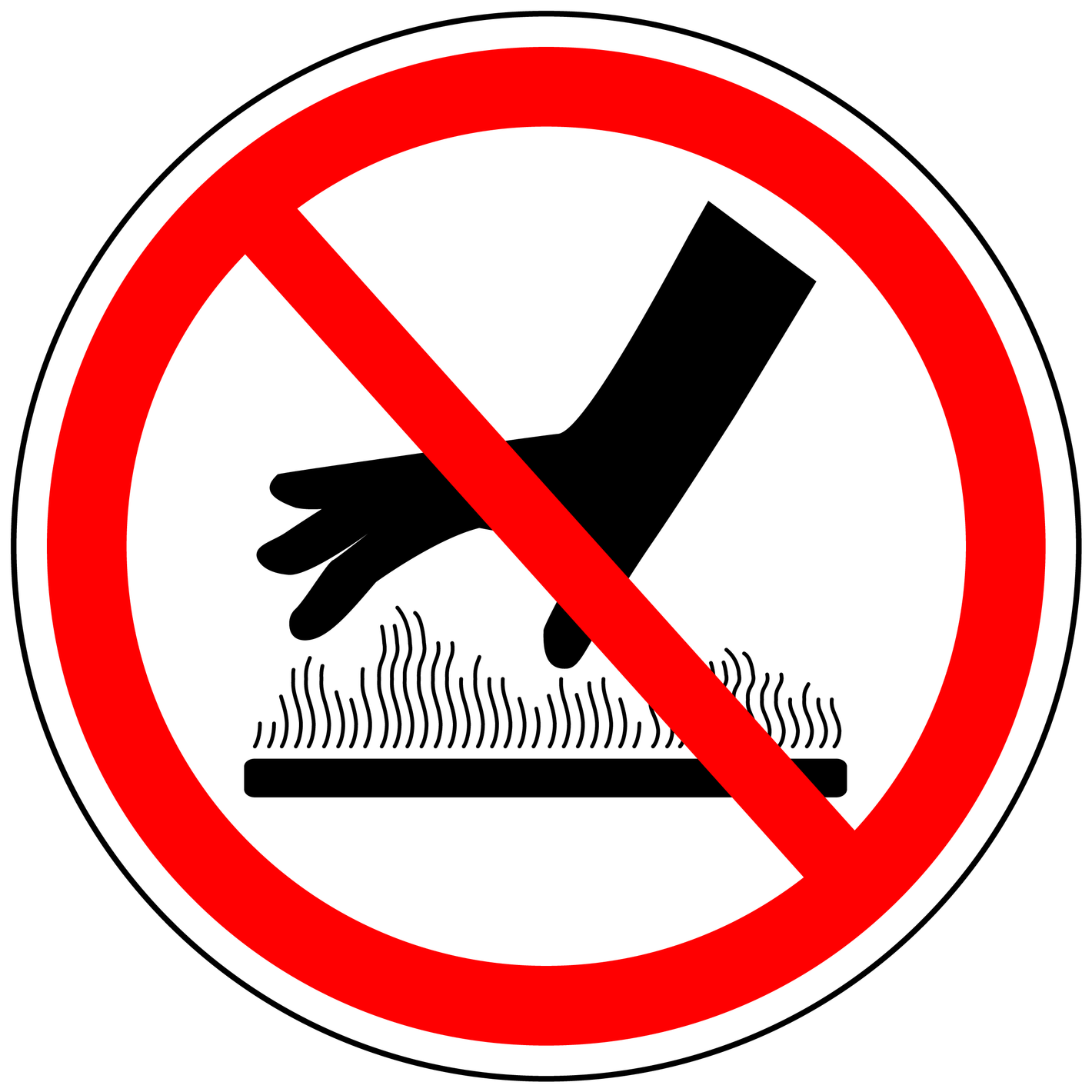 Do not touch hot surface polyester safety warning label