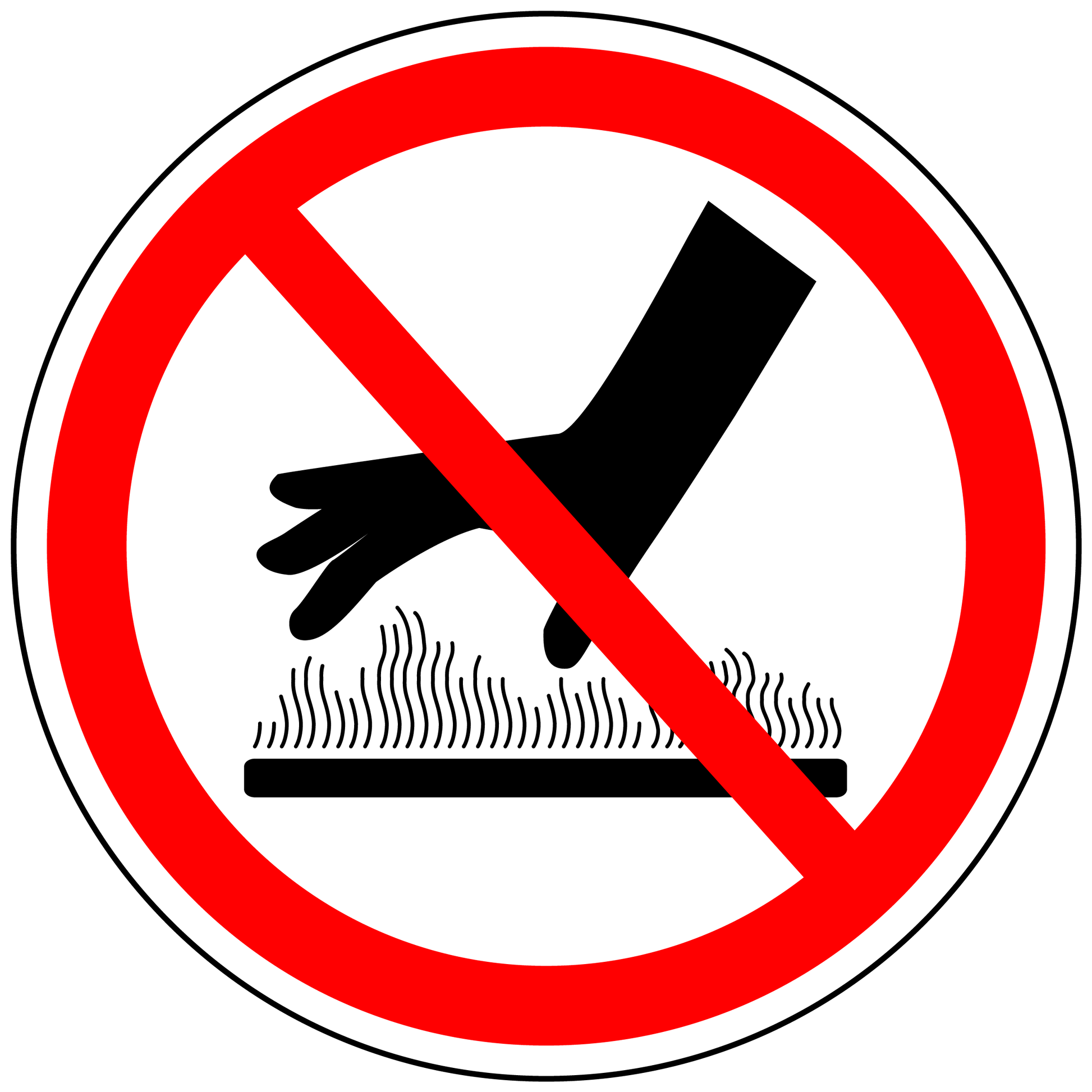 Do not touch hot surface polyester safety warning label