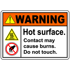 Warning Hot Surface. Contact May Cause Burns. Do Not Touch.