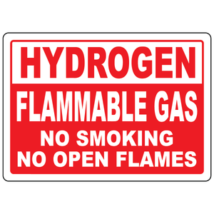 Hydrogen flammable gas no smoking sign warning against open flames in hydrogen gas areas