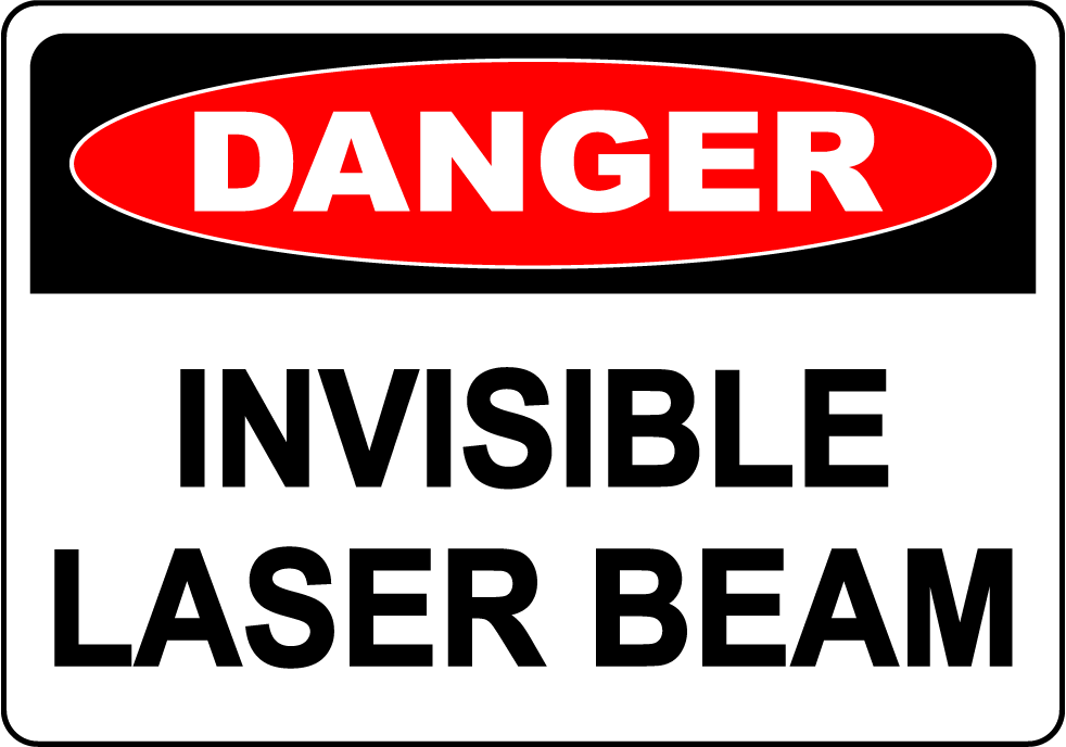 Danger invisible laser beam warning safety label