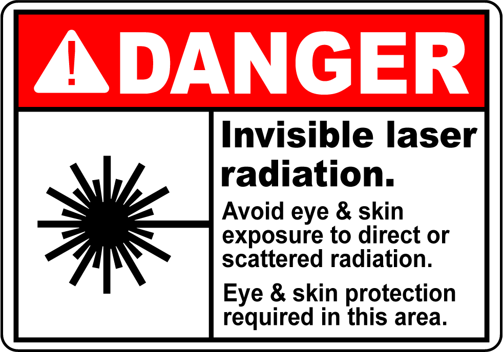 Danger invisible laser radiation eye skin protection label