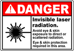 Danger invisible laser radiation eye skin protection label