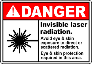 Danger invisible laser radiation eye skin protection label