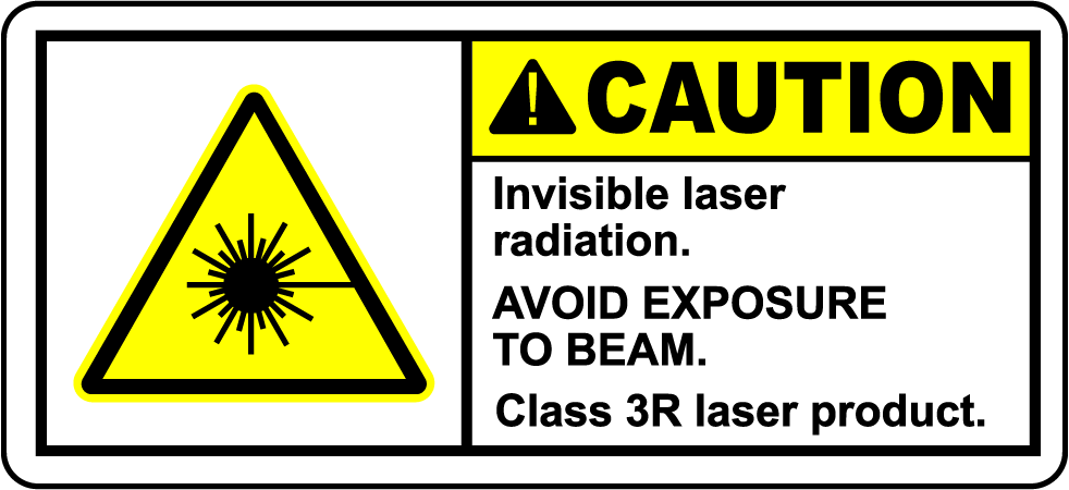 Invisible laser radiation safety warning polyester label