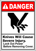 Danger knives severe injury lockout safety sign
