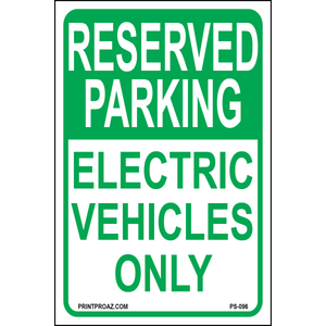 Reserved Parking Electric Vehicles Only, Aluminum, PS-096