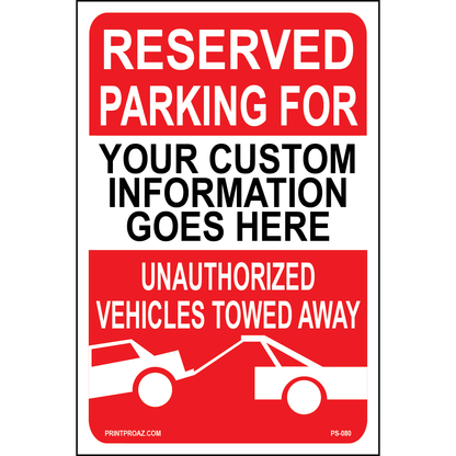 Reserved Parking For (Custom), Aluminum, PS-080