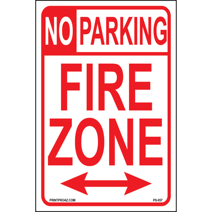 No Parking Fire Zone (Arrow Both Sides), Aluminum, PS-057