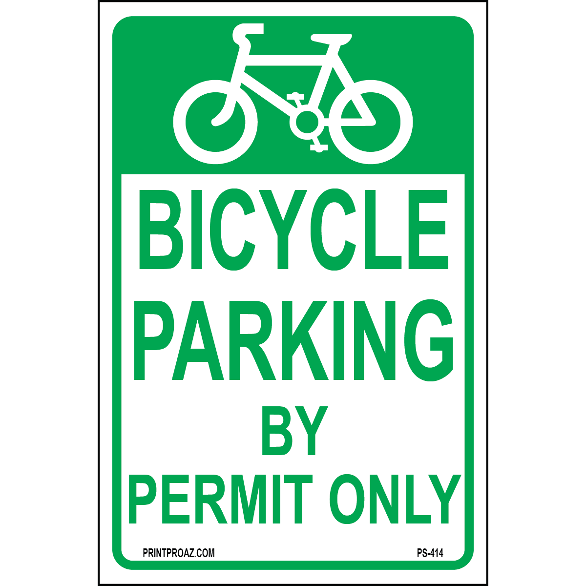 Bicycle Parking by Permit Only Sign, Aluminum, PS-414