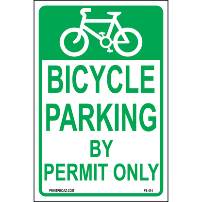 Bicycle Parking by Permit Only Sign, Aluminum, PS-414