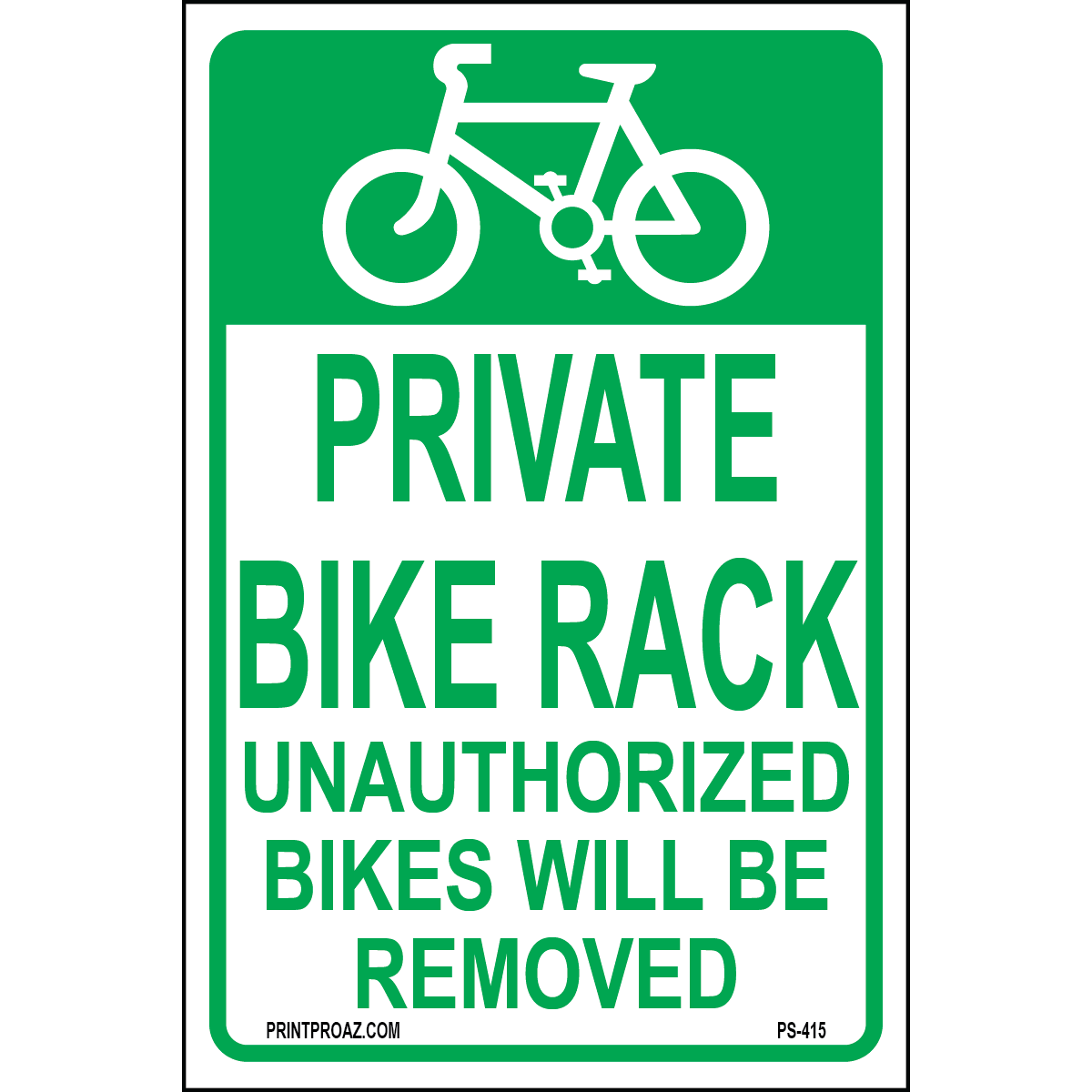 Private Bike Rack Sign, Aluminum, PS-415
