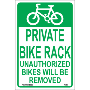 Private Bike Rack Sign, Aluminum, PS-415