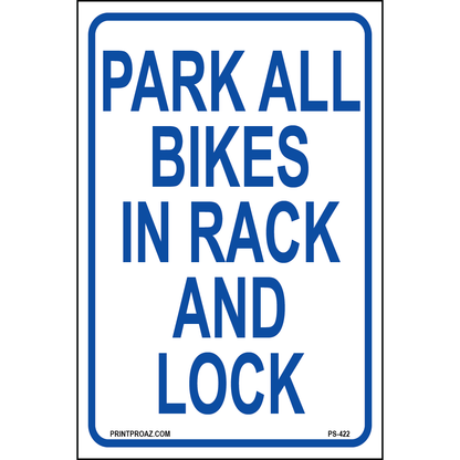 Park Bike in Rack Sign, Aluminum, PS-422