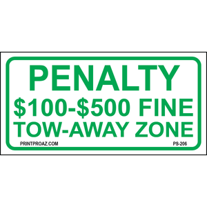 Virginia Penalty Tow Away Zone Sign, Aluminum, PS-206