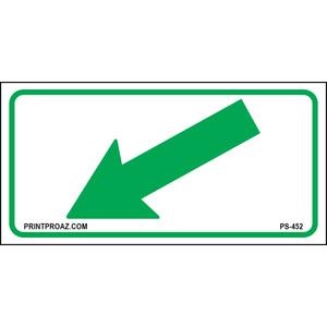 12x6 Green Diagonal Left Arrow Sign, Aluminum, PS-452
