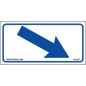 12x6 Blue Diagonal Right Arrow Sign, Aluminum, PS-457