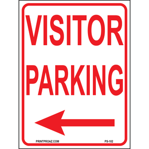 Visitor Parking (Arrow Left Red), Aluminum, PS-102