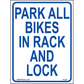 Park Bike in Rack Sign, Aluminum, PS-422