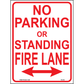 No Parking or Standing Fire Lane (Arrow Both Sides), Aluminum, PS-054