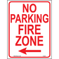 No Parking Fire Zone (Arrow Left), Aluminum, PS-066