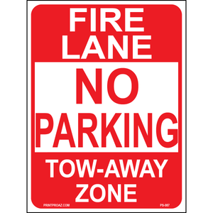 Fire Lane No Parking Tow-Away Zone, Aluminum, PS-087