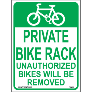 Private Bike Rack Sign, Aluminum, PS-415