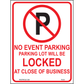 No Event Parking Parking Lot will be Locked at Close of Business, Aluminum, PS-031