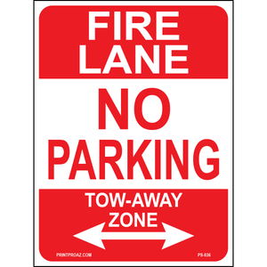 Fire Lane No Parking Tow Away Zone, Aluminum, PS-036
