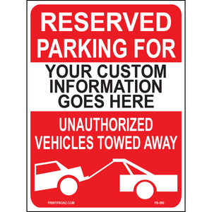 Reserved Parking For (Custom), Aluminum, PS-080
