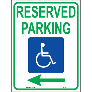 MUTCD Accessible Parking Sign (Arrow Left), Aluminum, PS-139