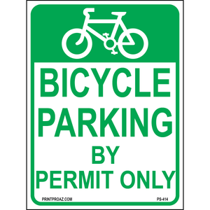 Bicycle Parking by Permit Only Sign, Aluminum, PS-414