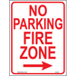 No Parking Fire Zone (Arrow Right), Aluminum, PS-065