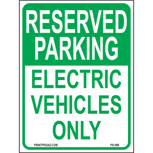 Reserved Parking Electric Vehicles Only, Aluminum, PS-096