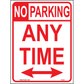 No Parking Any Time (Arrow Both Sides), Aluminum, PS-023
