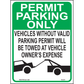 Permit Parking Only, Vehicle Without Valid Parking Permit, Aluminum, PS-079