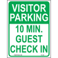 Visitor Parking (10 Min. Guest Check In), Aluminum, PS-109