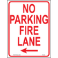 No Parking Fire Lane (Arrow Left), Aluminum, PS-038