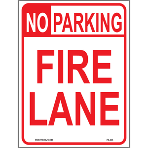 No Parking Fire Lane, Aluminum, PS-035