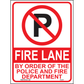 Fire Lane by Order of the Police and Fire Department, Aluminum, PS-075