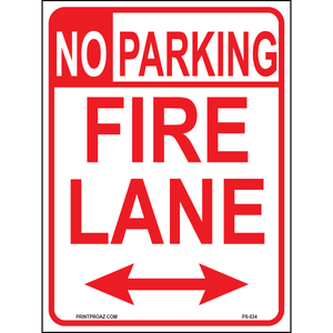 No Parking Fire Lane (Arrow Both Sides), Aluminum, PS-034
