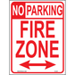 No Parking Fire Zone (Arrow Both Sides), Aluminum, PS-057