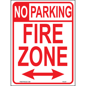 No Parking Fire Zone (Arrow Both Sides), Aluminum, PS-057