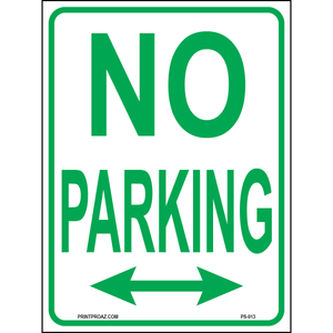 No Parking (Green Arrow Both Sides), Aluminum, PS-013